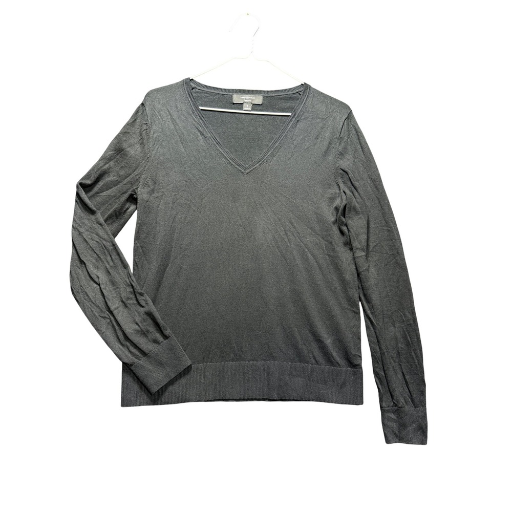 Banana Republic V-Neck Sweater Womens Small Black Forever Cotton Rayon Blend